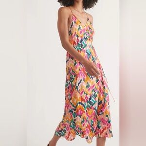 Marine Layer Archive Emma Wrap Midi Dress Multicolor Ikat Print Size Medium NWT